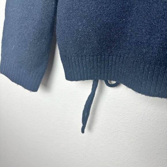 FRENCH CONNECTION Ruched Tie Front Crew Neck Sweater Size XS Black - Picture 7 of 9